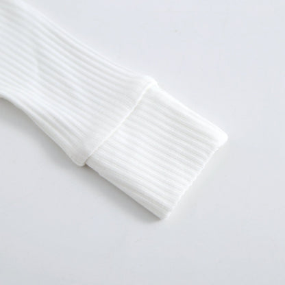 Snow Ribbed Zippered Baby Romper