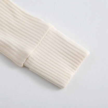 Oatmeal Ribbed Zippered Baby Romper