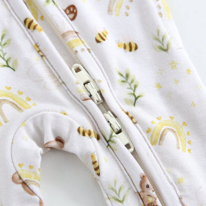 Sweet as Honey Zippered Baby Romper