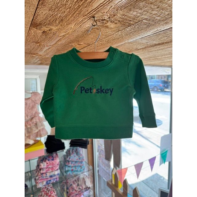 Petoskey Beach Shack/Fishing Pole Infant Crewneck