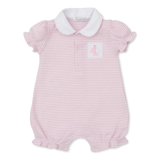 Saturday Regatta Pink Stripe Short Playsuit