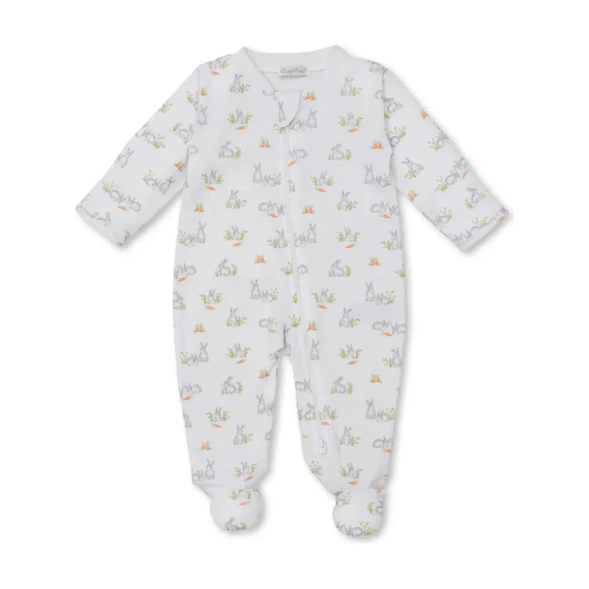 Baby Bunny Patch Silver Zip Footie