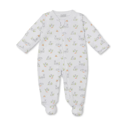 Baby Bunny Patch Silver Zip Footie