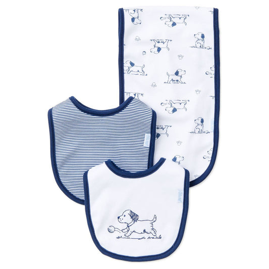 Puppy Toile Bib & Burp Set