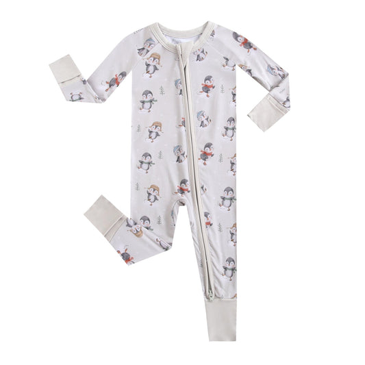 Penguins On Ice Zippered Baby Romper
