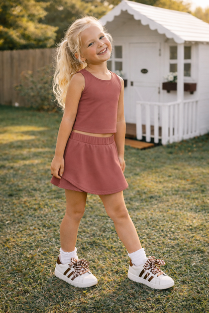 Skort Set Solid Brown