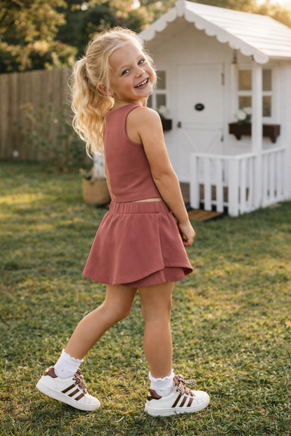 Skort Set Solid Brown