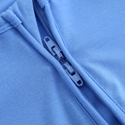 Pure Blue Zippered Baby Romper