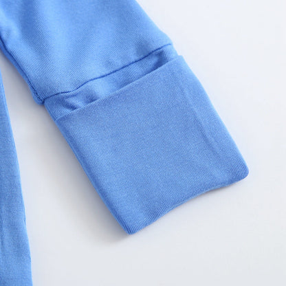 Pure Blue Zippered Baby Romper