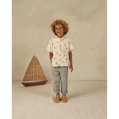 Short sleeve mason shirt sailboats