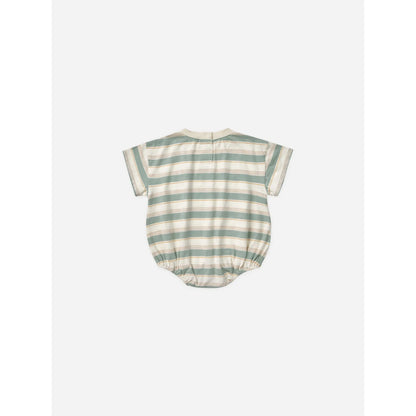 Relaxed Bubble Romper Aqua Stripe