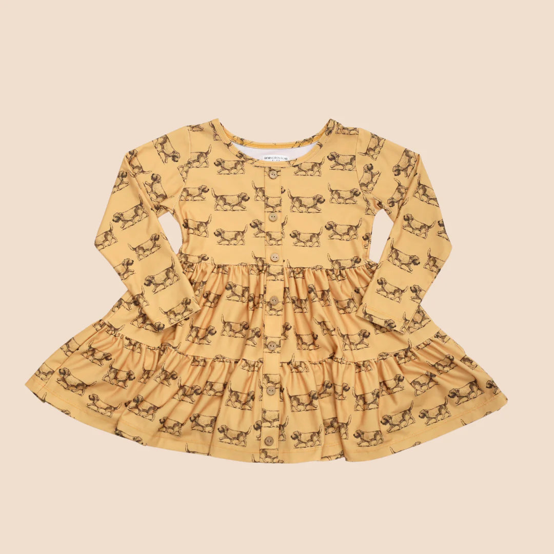 Tiered Button Dress- Puppy