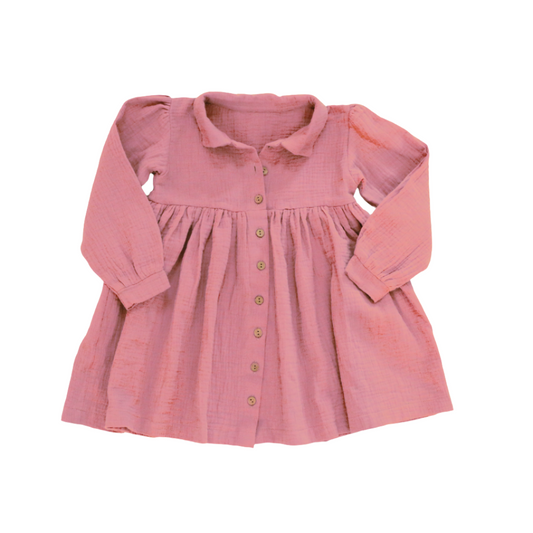 Collared Button Down Dress in Rose