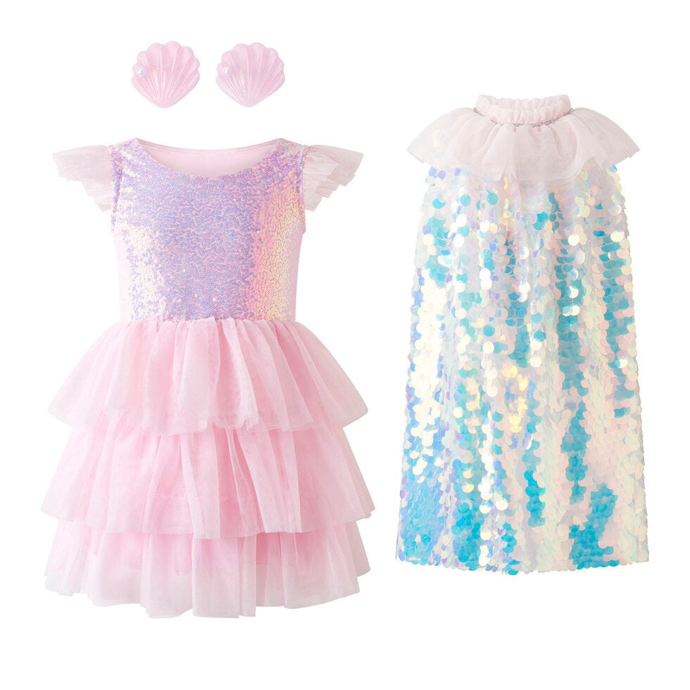 Glitter Tutu Dress, Cape, & Hair Clip Set