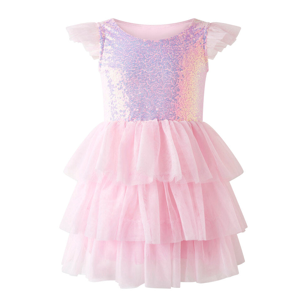 Glitter Tutu Dress, Cape, & Hair Clip Set