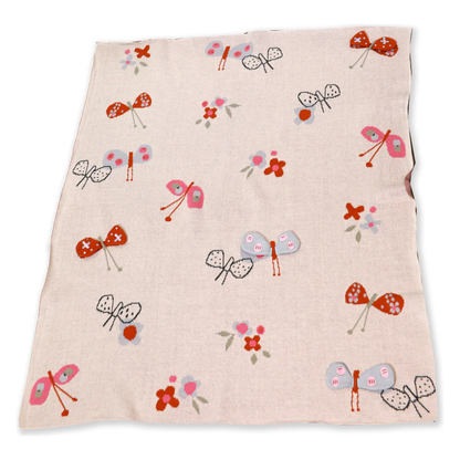 Butterfly 3D-Organic Cotton Jacquard Knit Baby Blanket