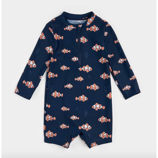 Clownfish Print Long-Sleeve Swim Romper