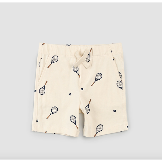 Racquet Print on Birch Jersey Shorts