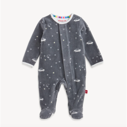 BEAR IN SPACE VELOUR FOOTIE