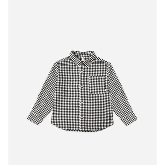 COLLARED LONG SLEEVE SHIRT || BLACK GINGHAM