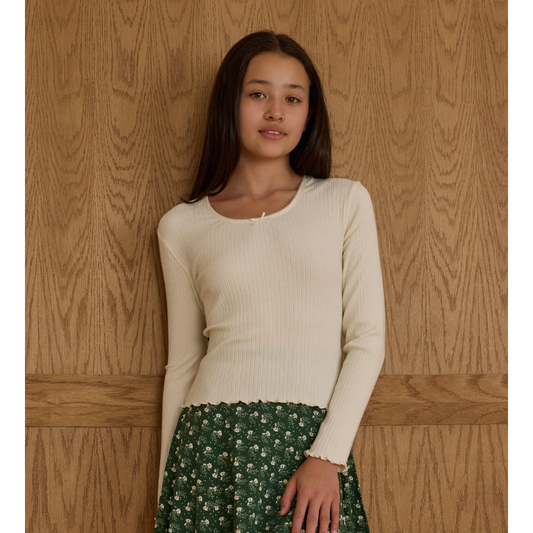 RIBBED LONG SLEEVE || IVORY - TEEN
