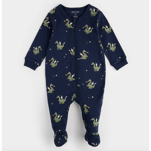 FIRE-BREATHING DRAGON PRINT ON NAVY BLUE SLEEPER