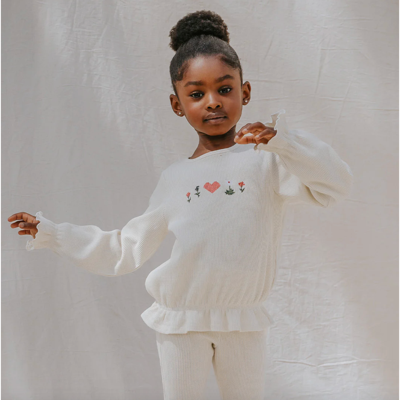 Girls Sweatsuit Waffle Knit