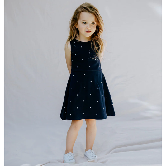 Embroidered Dress Blues Pique Dress