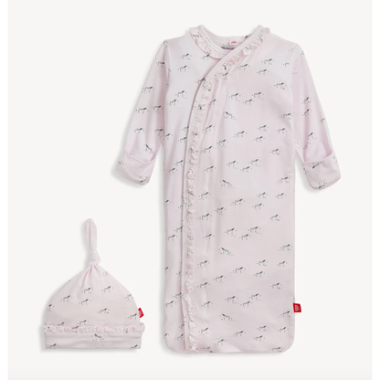 PINK SAVANNAH PLAINS MODAL GOWN+HAT W/ RUFF