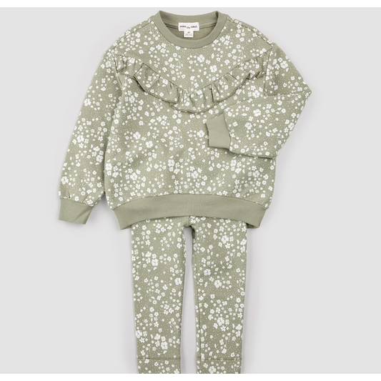 2 PCS SET: L/S TOP AND LEGGING KNIT-GREEN DUSTY