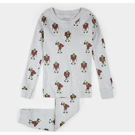 2PC PJ SET: L/S TOP + PANT KNIT-GREY LT.