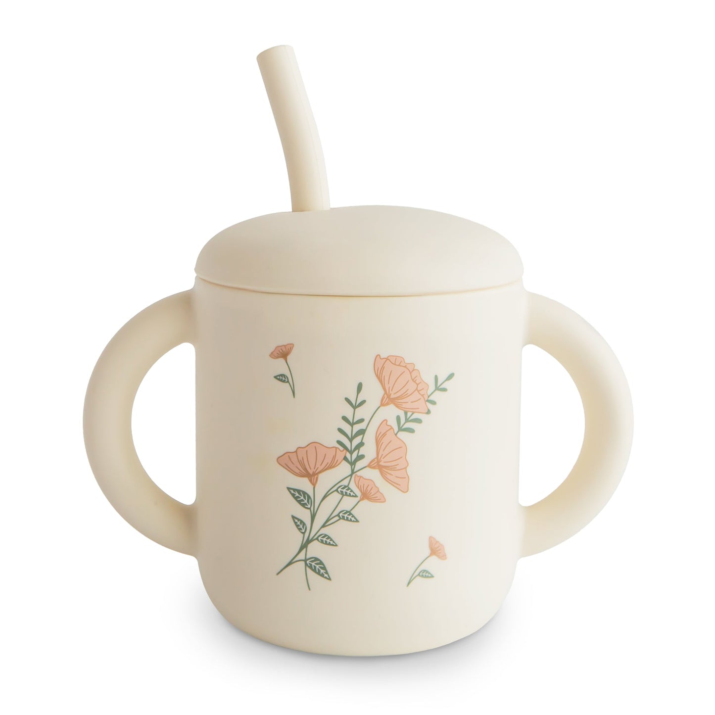 Silicone Training Cup + Straw w/Design