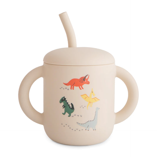 Silicone Training Cup + Straw w/Design