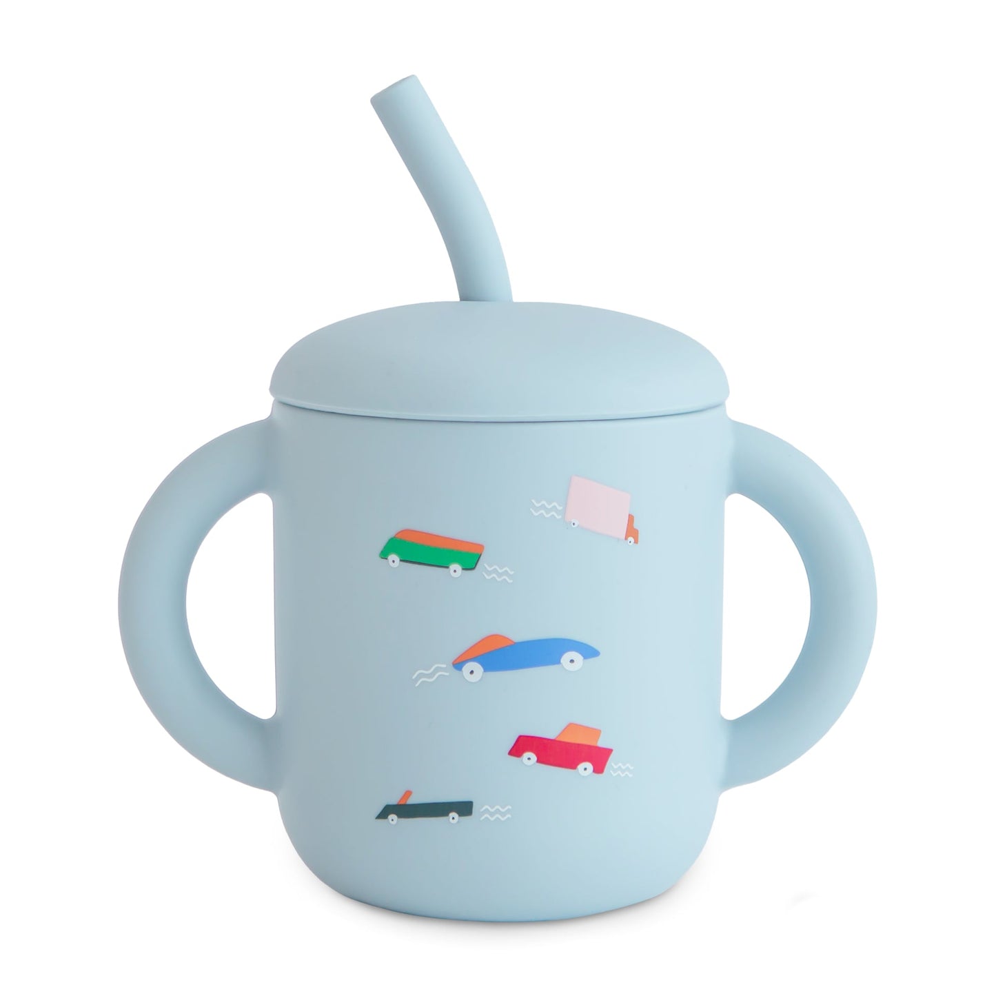 Silicone Training Cup + Straw w/Design