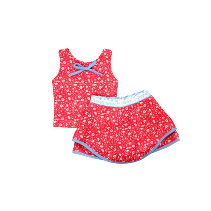Skort & Sweet Skort Set Red Floral