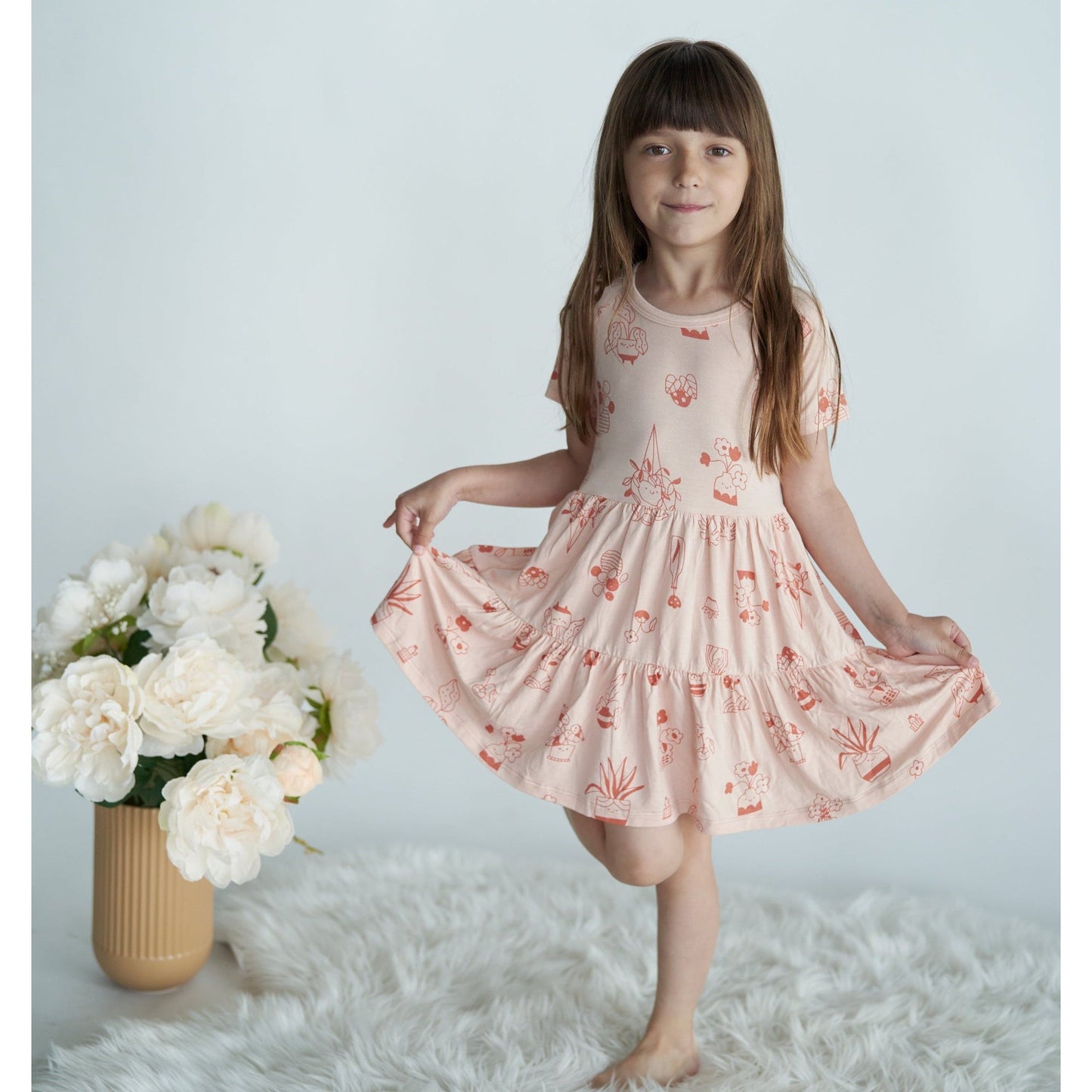 Bamboo Tiered Jersey Dress with Bloomer (Plantastic Print)