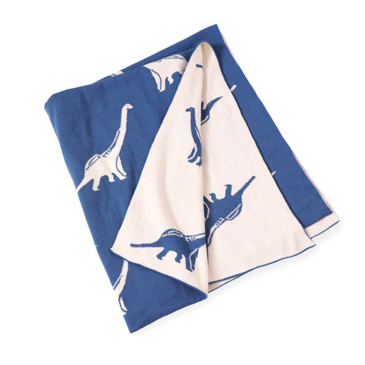 Dinosaur- Reversible Sweater Knit Baby Blanket