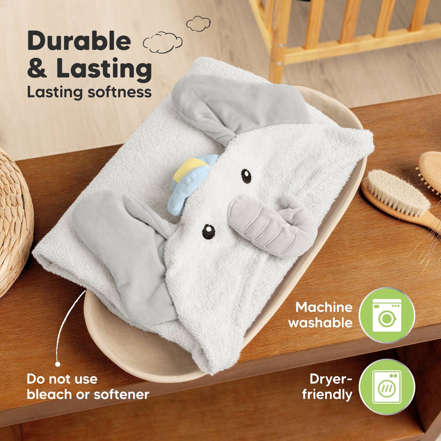 Playpals Hooded Baby Bath Towels for Newborn