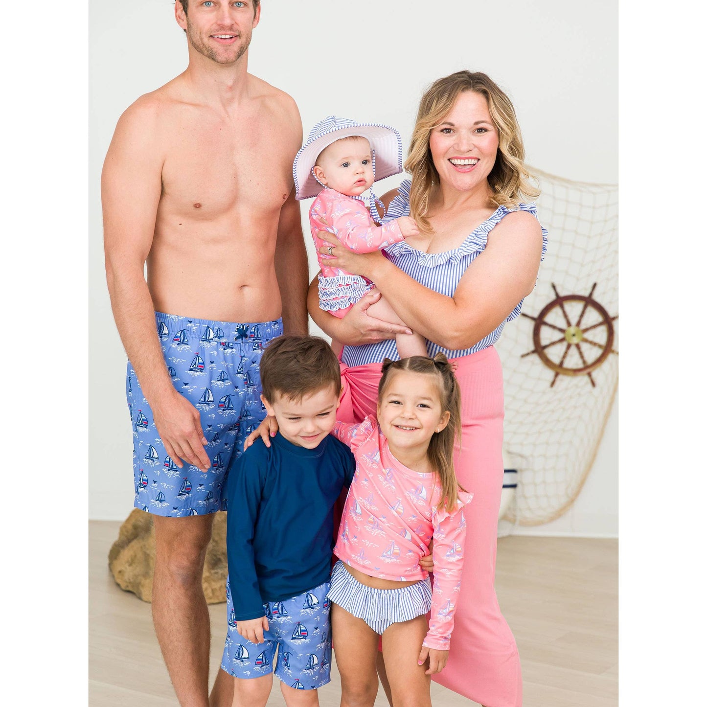 Boys Blue Seas the Day Swim Trunks