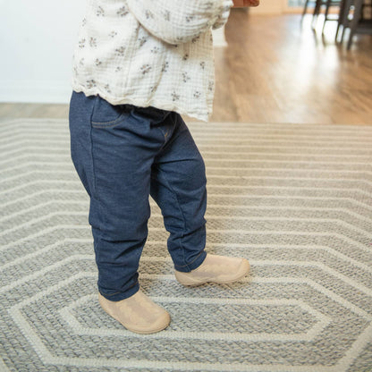 Komuello first walker baby sock shoes - Cable- Dark Beige