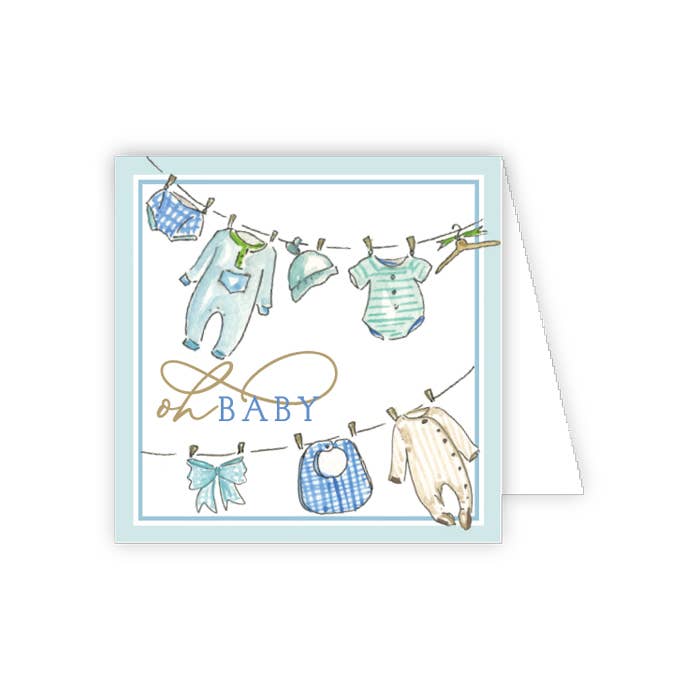 Oh Baby Blue Baby Clothesline Enclosure Card