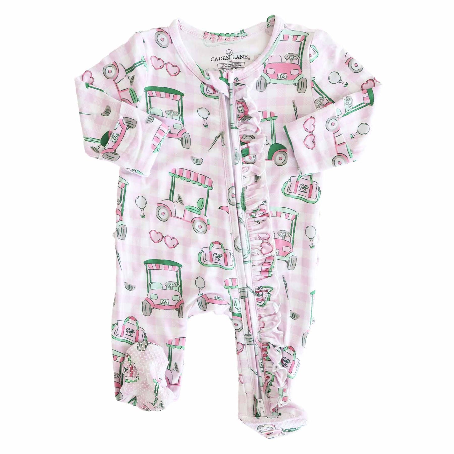 Birdie Babes Ruffle Zipper Footie | Pink
