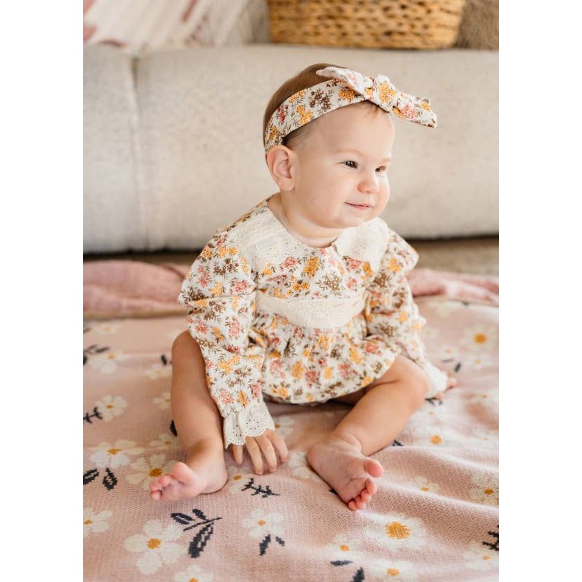 Daisy Floral - Organic Jacquard Sweater Knit Baby Blanket