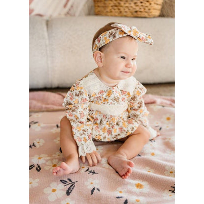 Daisy Floral - Organic Jacquard Sweater Knit Baby Blanket