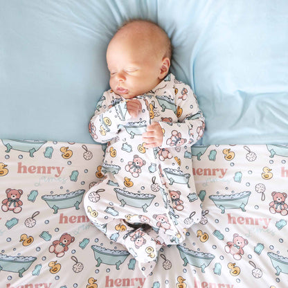 Bathtime Besties Zipper Footie | Blue