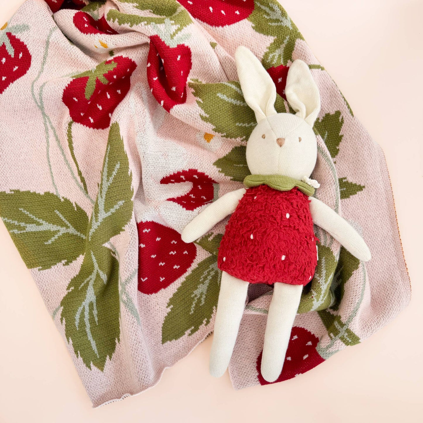 Blanket, Strawberry Bunny | Organic Cotton Kids & Baby Decor