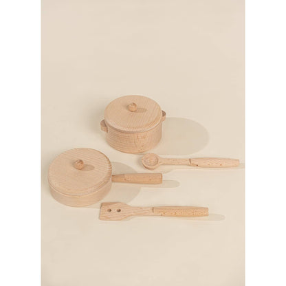 Wooden Pots and Pans Playset (6 Pcs)