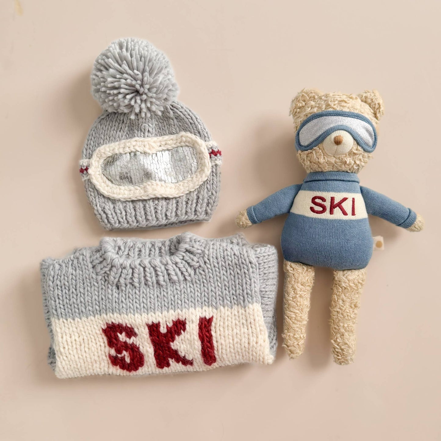 Ski Goggles Beanie, Bowie Grey Baby Kids Adult Snowboard Hat
