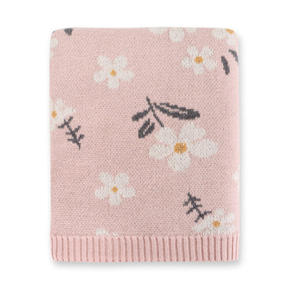 Daisy Floral - Organic Jacquard Sweater Knit Baby Blanket