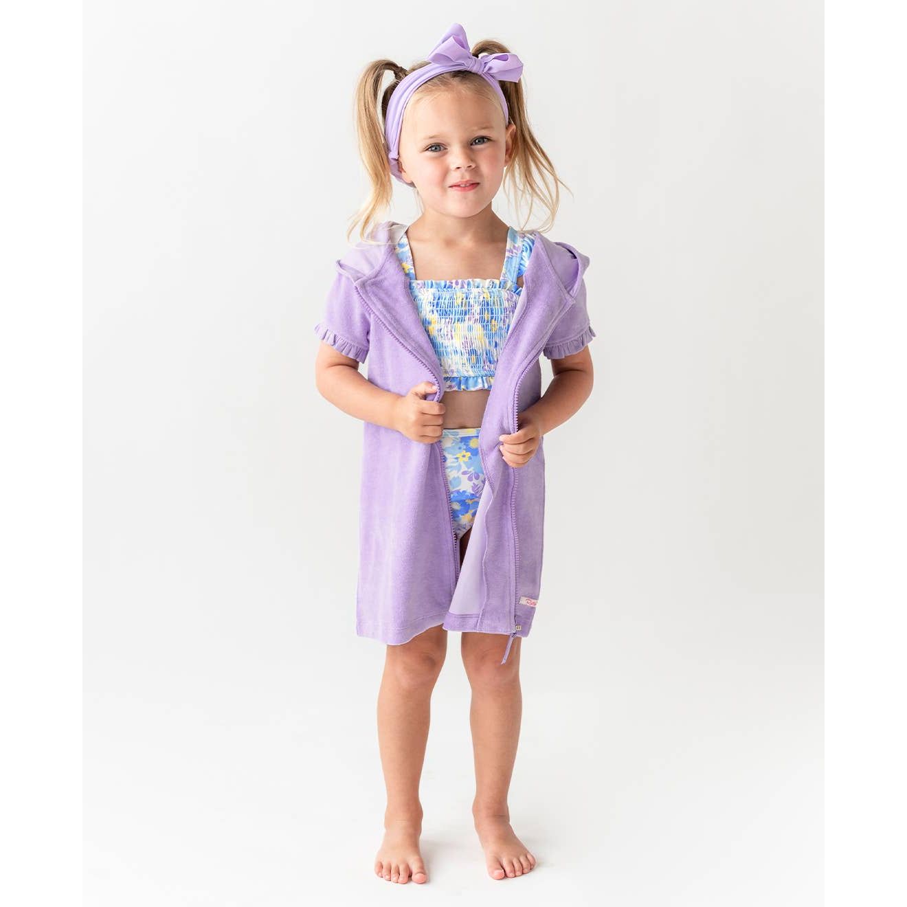 Girls Lavender Terry Full-Zip Cover Up